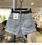 Black Gray Women Summer High-waist Slimming Outdoor Wear A- label Hot Pants Loose Cotton Shorts Urban Casual Style