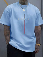 Summer men's 100% pure cotton casual loose fit plus size PARIS letter pattern printed round neck short sleeved T-shirt top