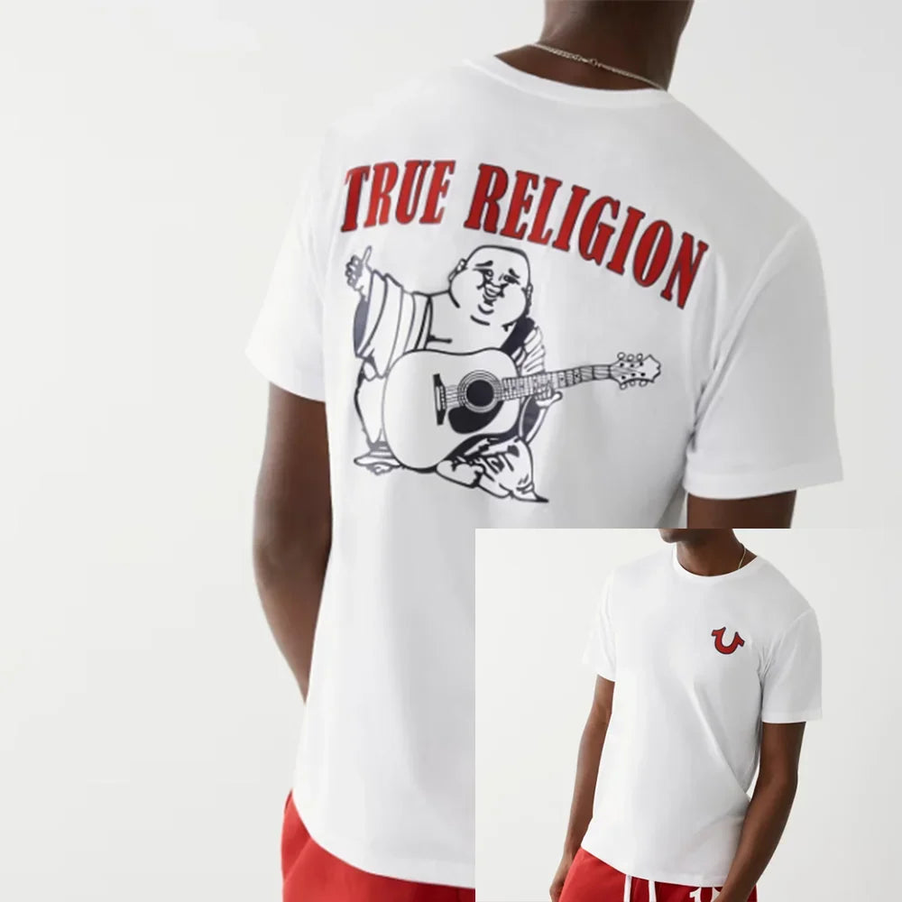 True Religion T-shirt Graphics T-shirt Men Cotton Graphic Crew Neck T-shirt Printed Short Sleeve Comfortable Breathable Top