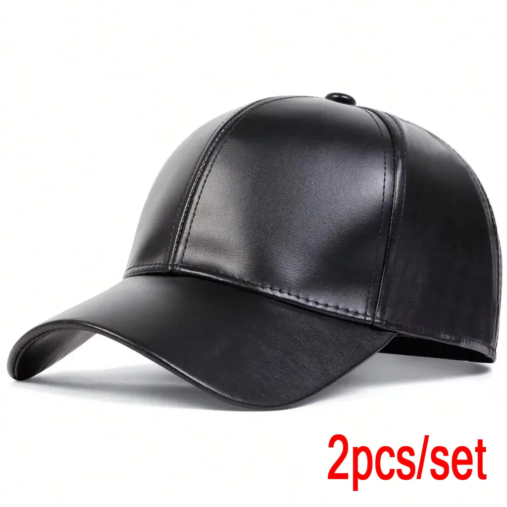 Unisex Light Panel Solid Color PU Leather Baseball Caps Spring Autumn Outdoor Adjustable Casual Hats Dad Hat Sunscreen Hat
