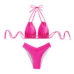 Bathing Suit Tank Bikinis Sets Swimwear 2023 Women Mid Waist Deep V Neck Wide Straps Bikini Summer Beach Wear Swimming купальник