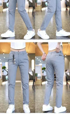 Mens Casual Pants Korea Fashion Summer Slim Fit Trousers High Quality Elastic Waist Straight Golf Sports Pants Men Clothing