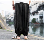 FGKKS 2023 Outdoor Brand Pants For Men Lce Silk Dragon Dark Flower Loose Bloomers High Quality Wide Leg Casual Trousers Male