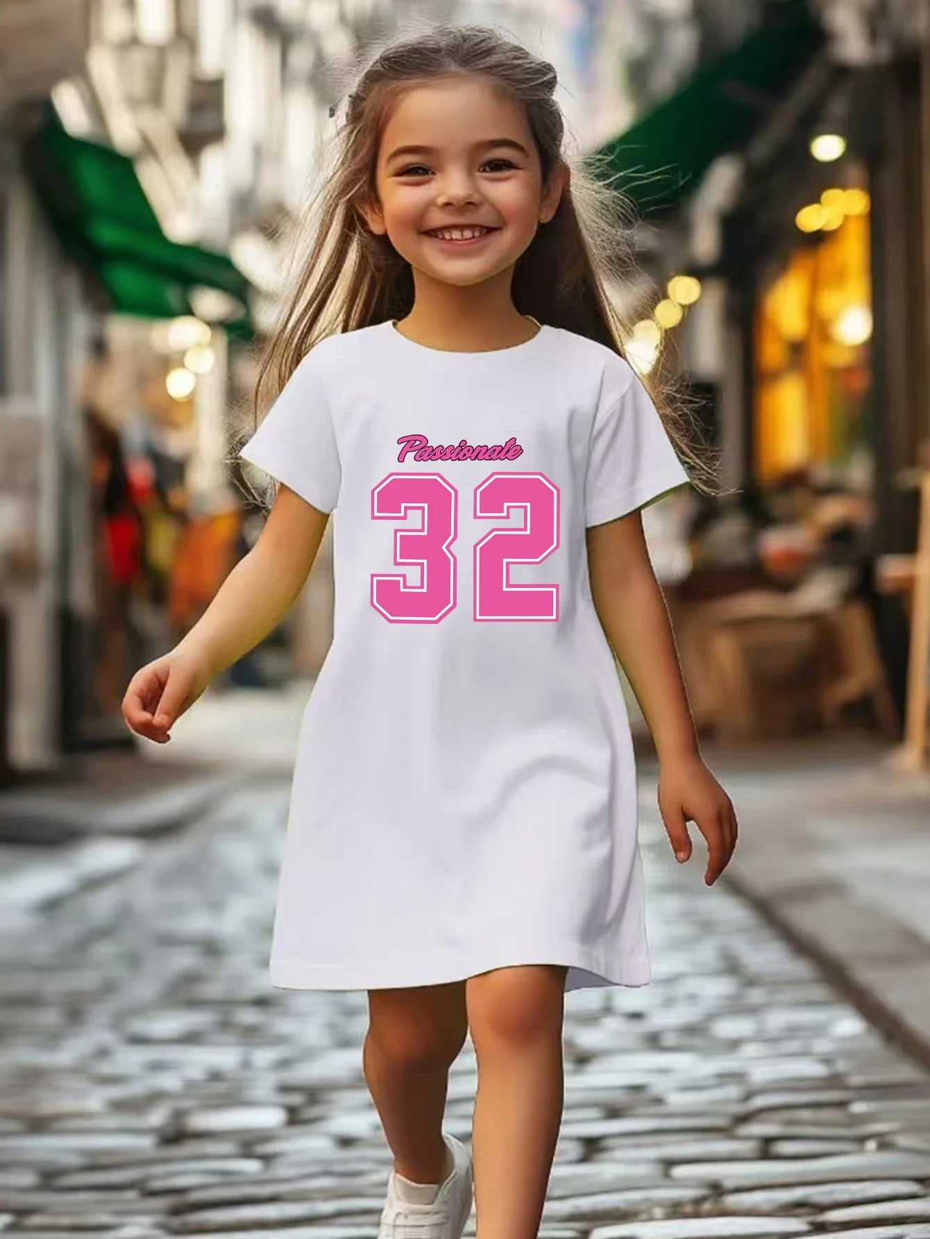 Girls' printed pattern dress, solid color versatile, lightweight matching, suitable for outdoor, home, travel, birthday gifts