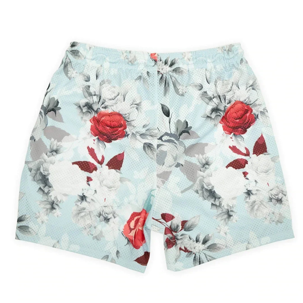 Summer New men short pant Rose Design Casual Shorts Street Hip Hop Fitness Polyester Fast Dry Breathable Embroidery Men Shorts