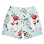 Summer New men short pant Rose Design Casual Shorts Street Hip Hop Fitness Polyester Fast Dry Breathable Embroidery Men Shorts