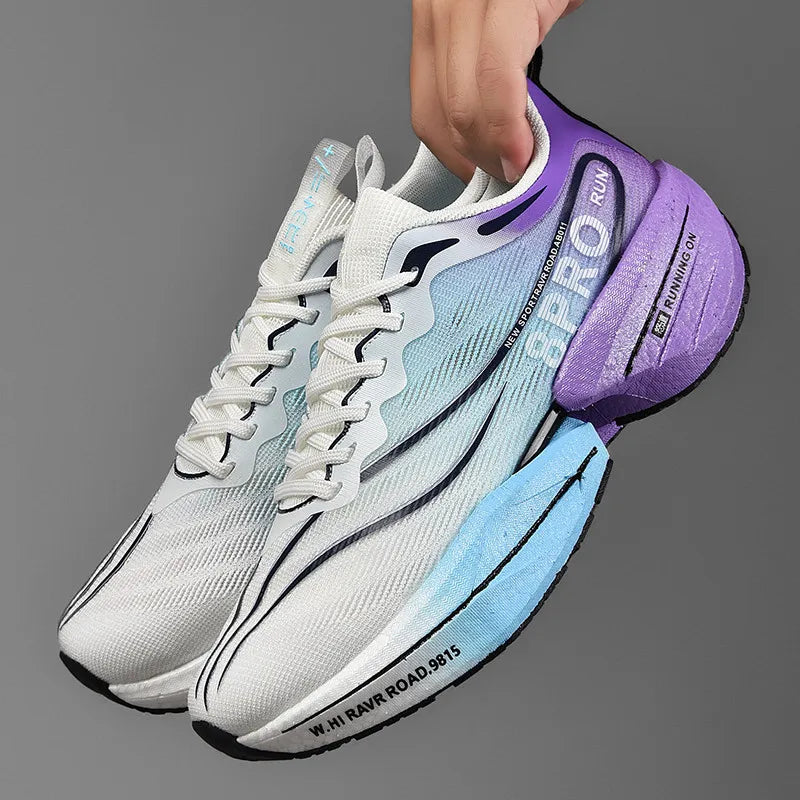 Carbon Plate Men Sports Marathon Air Cushion Running Shoes Breathable Lightweight Women Massage Athletic Nonskid Sneakers