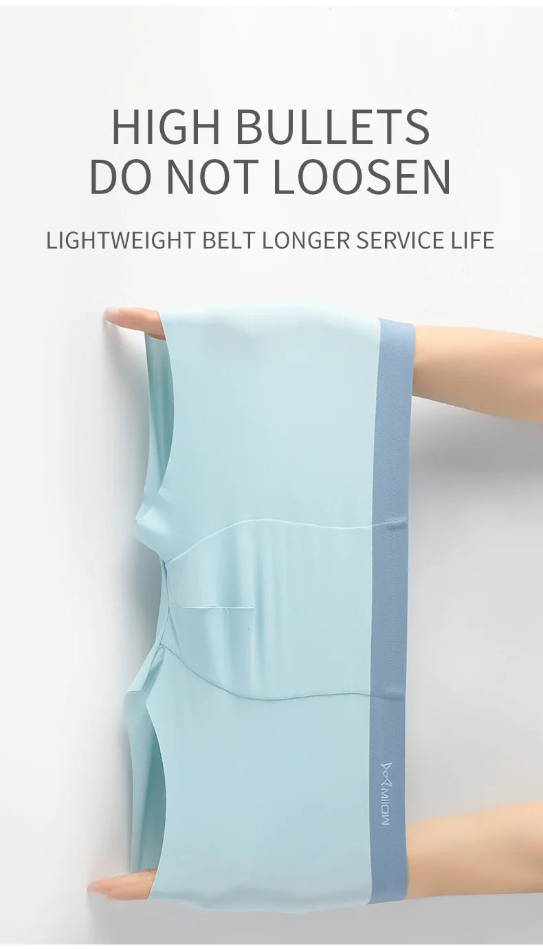 MIIOW 3Pcs Ice Silk Man Underwear Boxer Metal Fiber Antistatic Men Underpants Seamless Cut Hem Men's Panties Boxers Shorts Trunk