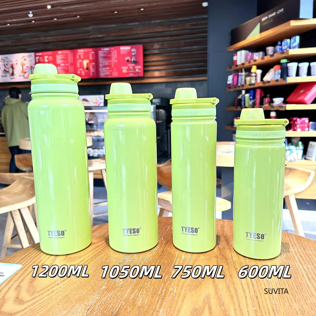Tyeso Stainless Steel Thermos Water Bottle Portable Sport Vacuum Flask Keeps Cold and Heat Thermal Mug Insulated Car Tumbler Cup
