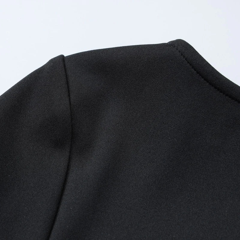 Elegant Round Neck Pleat Long Sleeve New Women's Dresses Casual Slim Pink Black White Short Dresses Lady Chic Party Street Robes