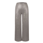 Women's Fashion Solid Color High Waist Sequin Side Zipper Draped Wide Leg Pants Pants for Women Women's Pants Women's Pants 2024