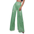 Women's Fashion Solid Color High Waist Sequin Side Zipper Draped Wide Leg Pants Pants for Women Women's Pants Women's Pants 2024