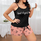 Women's Plus Size Pajamas Set Short Tank Tops Shorts 2 Pcs Suit Casual Home Wear Female Oversize Sleepwear 3XL 4XL 5XL
