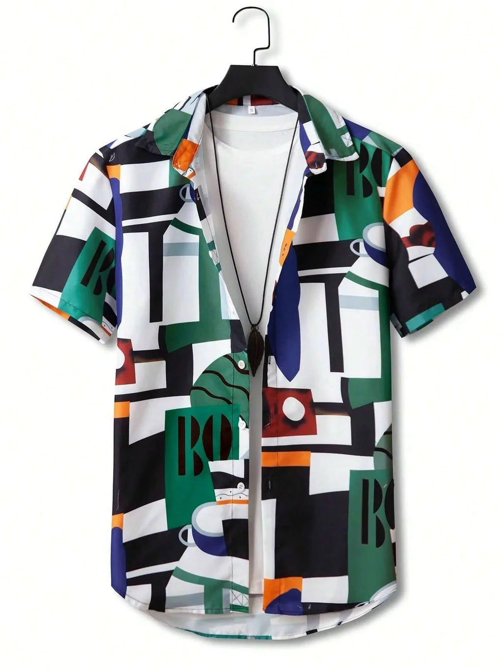 Summer men's And women's Personalized Irregular Pattern Print Design Tops short-sleeved Fashion Shirts Buttoned Versatile Tops