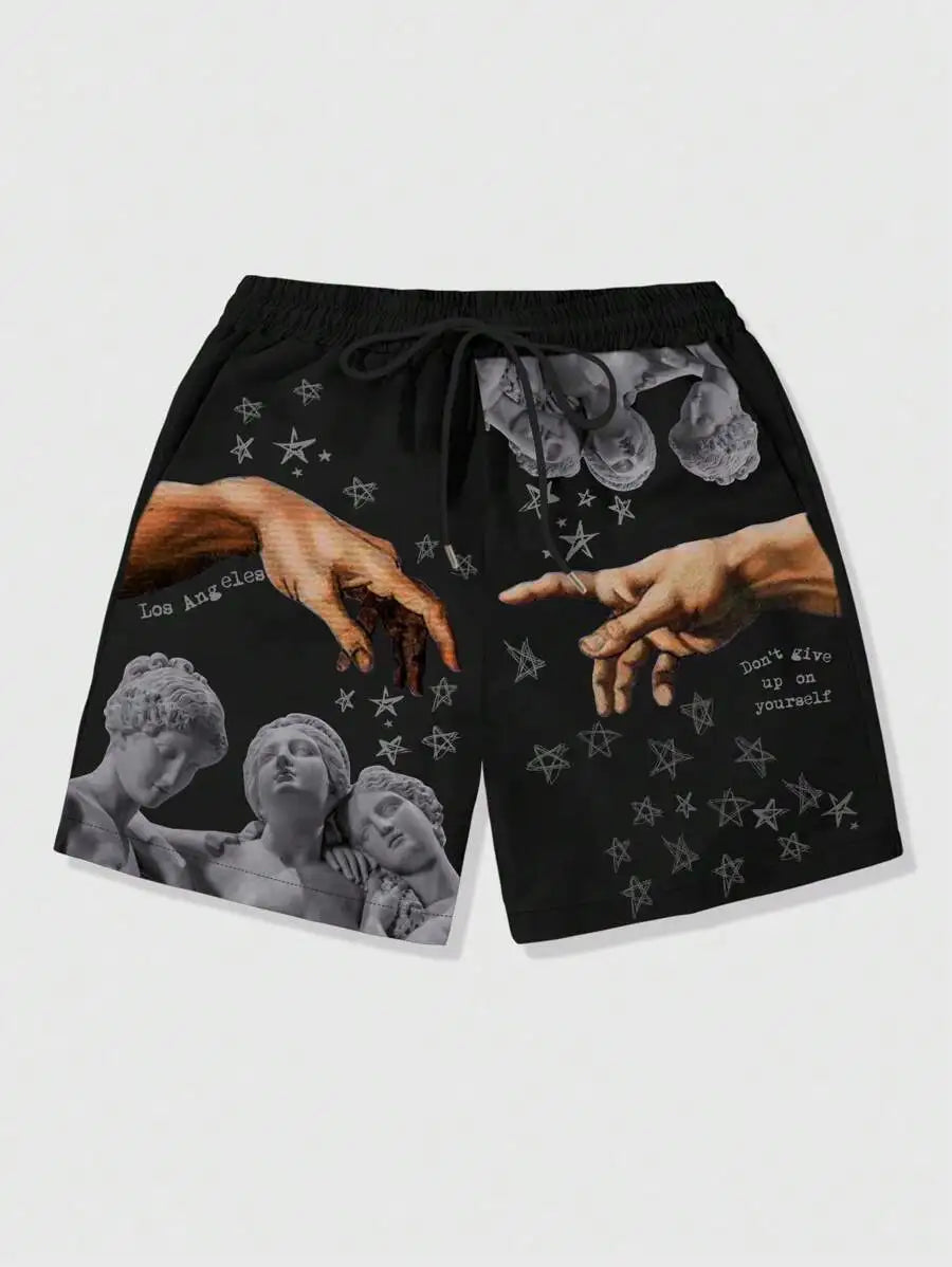 New Men's Summer Shorts Loose Luxury Shorts 3D Printing Casual Sculpture Print Harajuku Shorts Sports Quick Drying Shorts