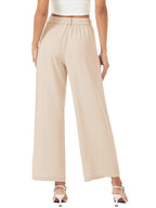 TACVASEN High Waisted Fashion Wide Leg Trousers Womens Loose Casual Long Pants Lightweight Soft Button Closure 2 Pockets Pants