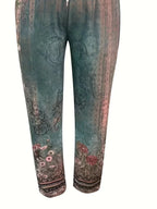 Women's Fashion Plus Size 1XL-5XL Four Seasons Printed Flower Pants Ladies Casual Comfortable Loose Mid-waist Haren Pants