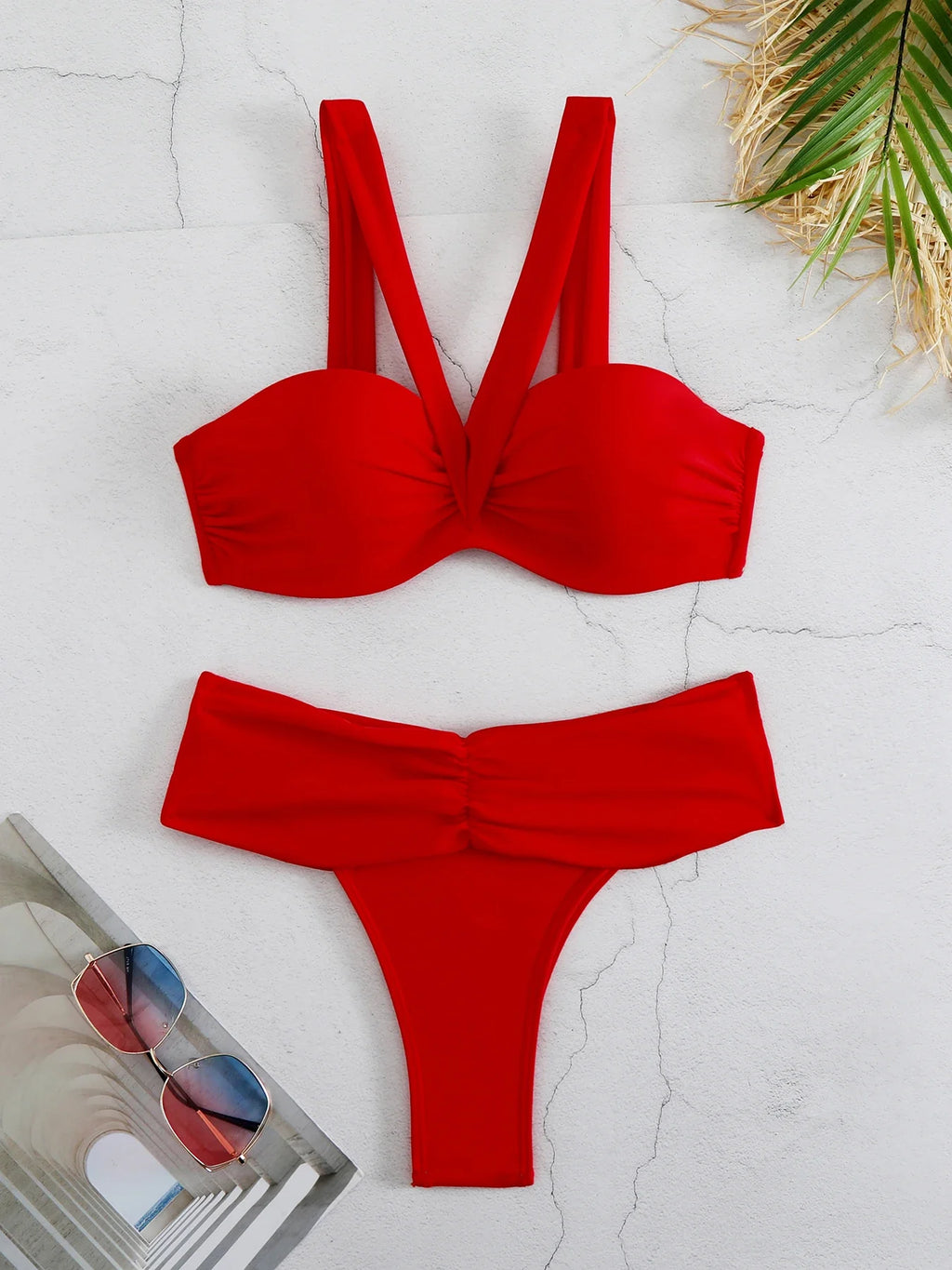 Cheap Push Up Bikinis Women Swimsuits  Solid Padded Women Swimwear Vintage Female Swimsuit High Waist Biquini Bathing Suit
