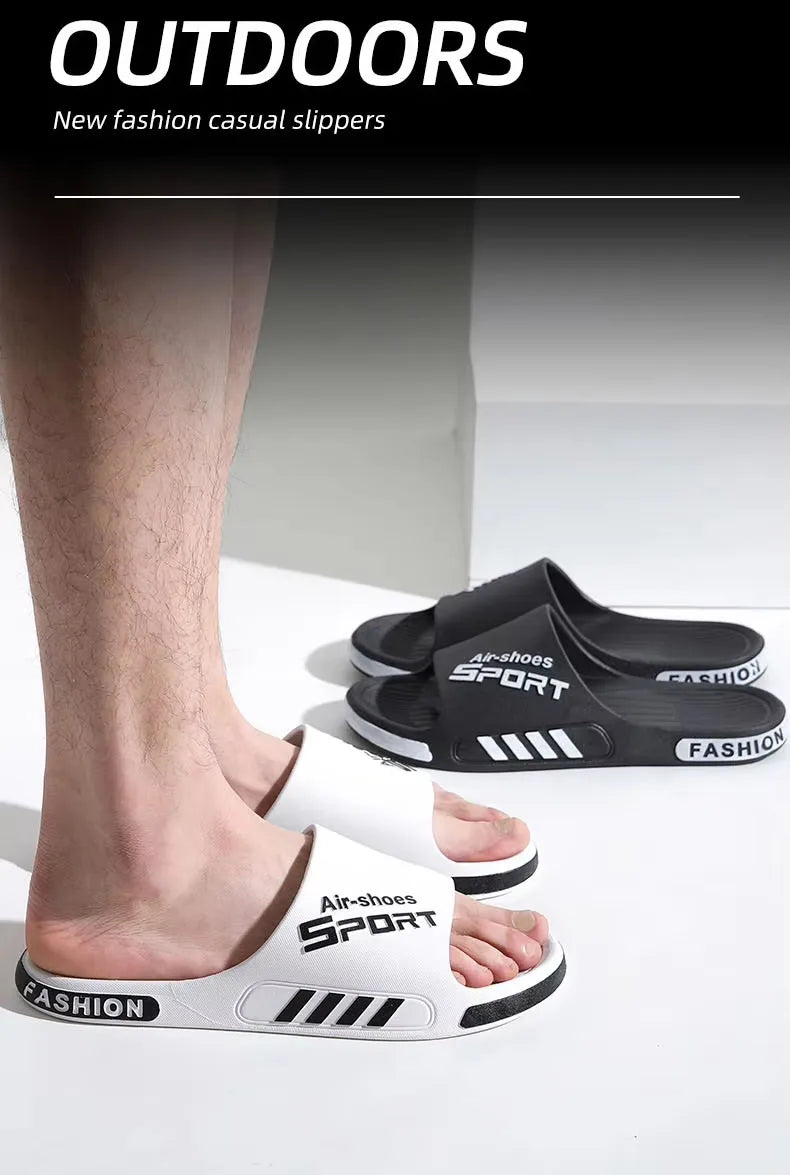 Fashion Men's Slippers PVC Soft Sole Non-slip Slides Casual Outdoor Beach Flip Flops Home Bathroom Couples Slippers New Sandal