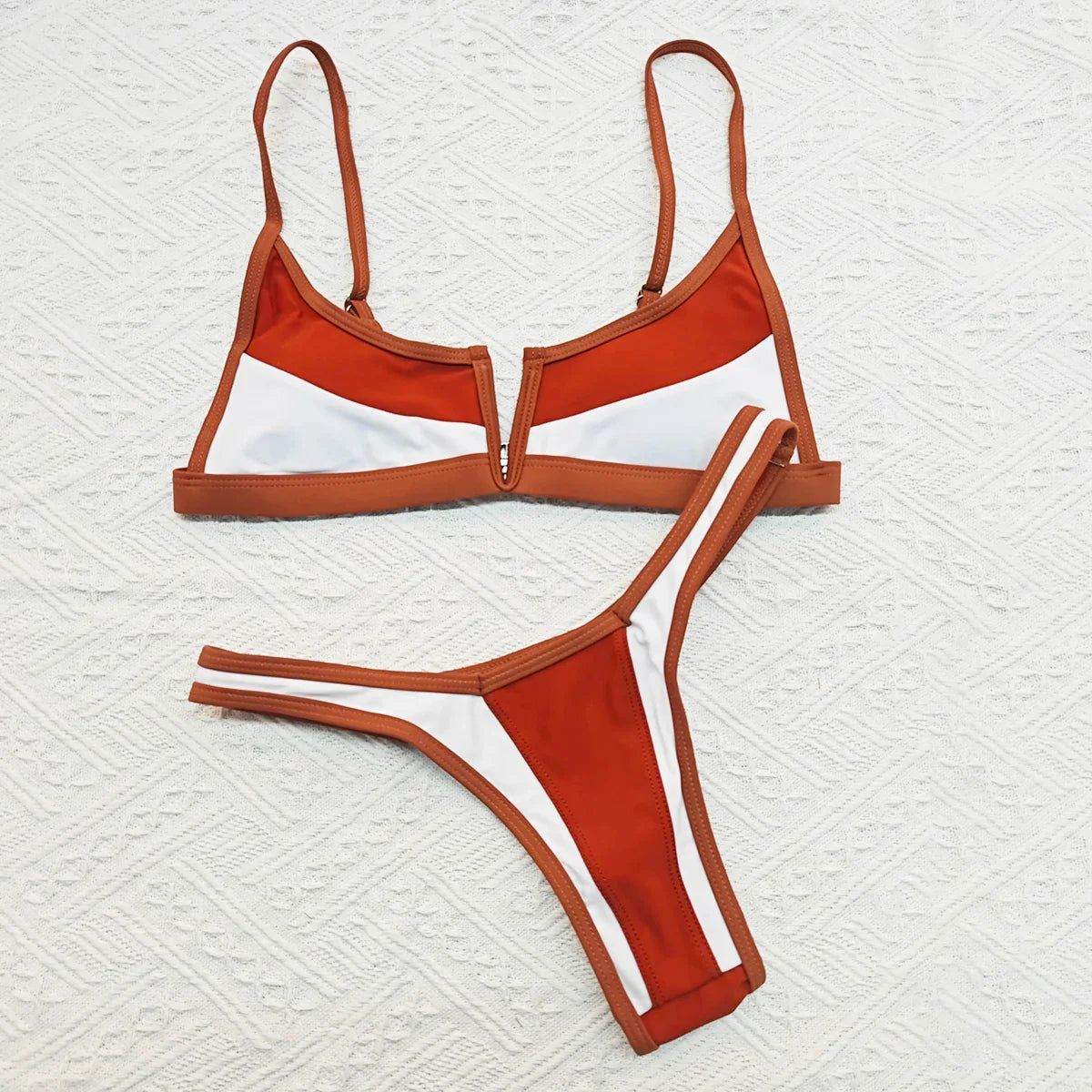 XS-XL V-bar Sexy Bikini Thong Brazilian Swimwear Women Colorblock Vintage Swimsuit Summer Micro Blue Green Bathing Suit Biquini