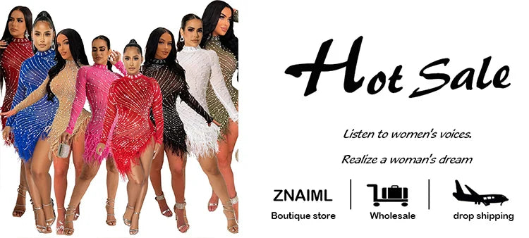 Znaiml Luxury 2023 Evening Celebrity Feathers Sheer Mesh Short Dresses for Women Sexy Pearls Rhinestones Party Birthday Vestidos