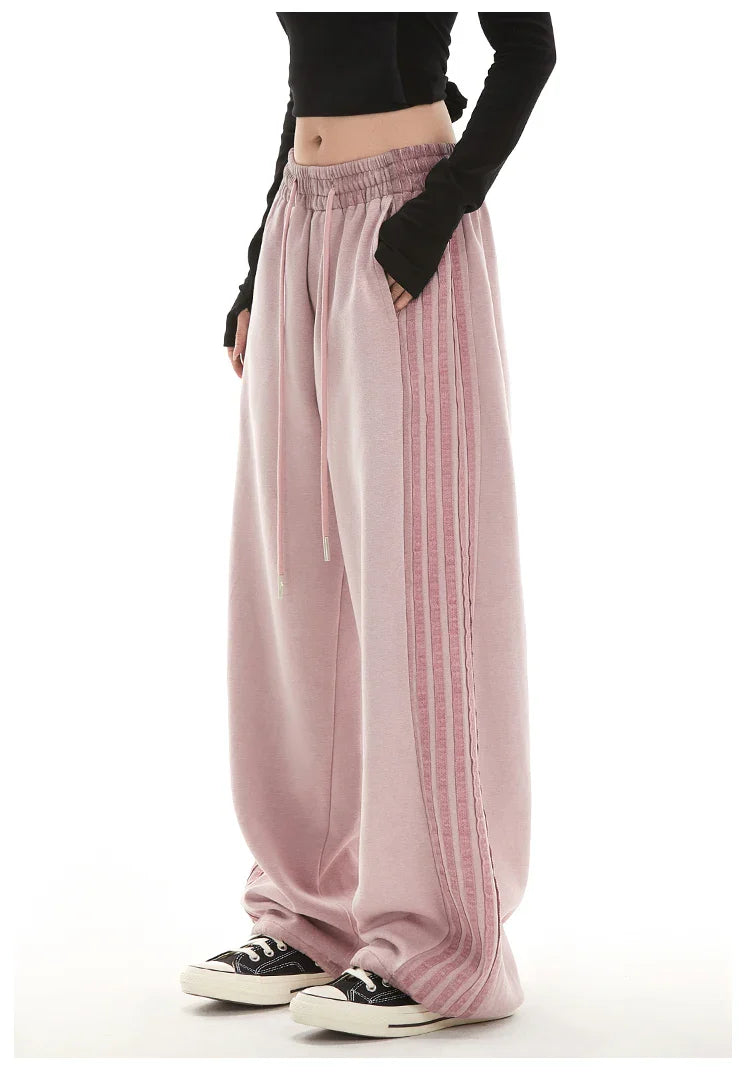 Women's Stripe Autumn/Winter Baggy Pants Vintage Sweatpants Harajuku Aesthetic Y2k Parachute Pants High Waist Trousers Clothes