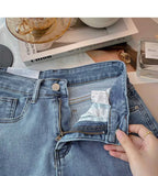 High-waisted Plus-size Women Jeans Student Casual Versatile Trendy A- line Hot Pants Cotton Material Straight Cylinder Style