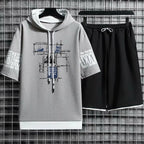 Hoodies Set Shorts Pullover Hat Summer Suits Casual T Shirt Clothing for Men T-shirt Hood Print Hoodie Men New Top Short Sleeve