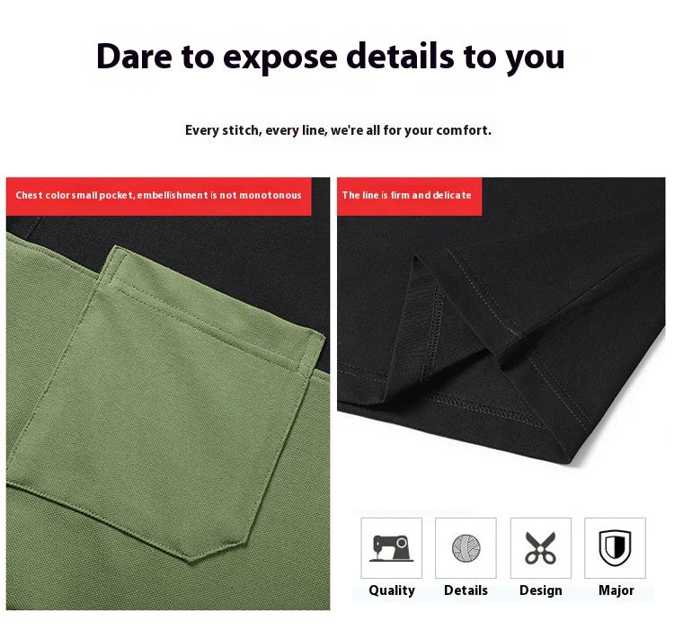 New Summer Polo Shirt Men's Contrast Color T-shirt Ice Silk Quick-drying Thin Lapel Half-sleeved Casual Wear Men Clothing Golf