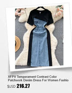 XFPV Women's Sweet Short Denim Dress For Women  Belt Slim Short Sleeved Vestidos Korean Fashion Spring Summer 2025 SM11153