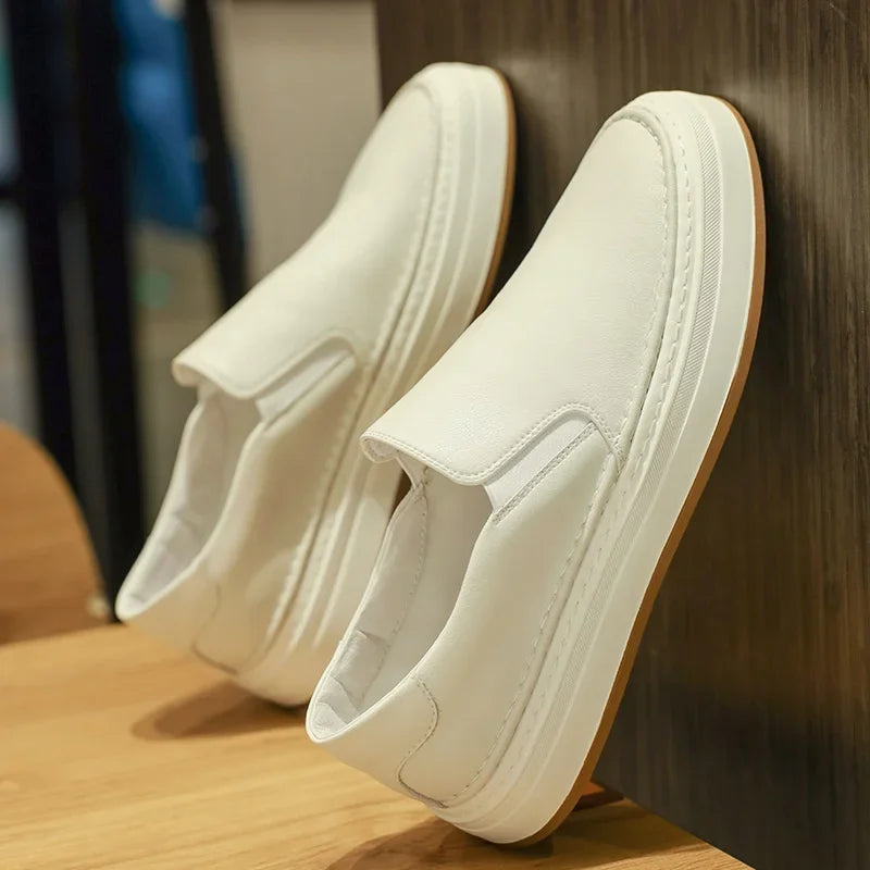 High Quality Brand Men's Genuine Leather Shoes Soft Soles Comfortable Loafers Non Slip Outdoor Men's Flat Shoes Free Delivery