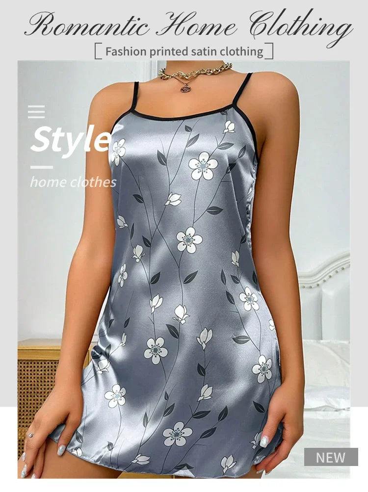 Women Nightdress Sexy Sleepwear Pajamas Nightgowns Slip Skirt Loungewear Nightie Ladies Summer Casual Home Clothes Pyjama Femme