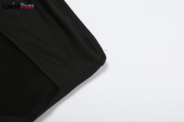 Weird Puss Party Strapless Dress Women Patchwork Mesh Summer Trend Sleeveless Midnight Sexy Hip Mini Bodycon Skinny Clubwear