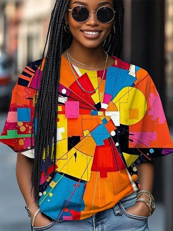 Women's Funny Animal Cat Printed T Shirt Short Sleeve Tees Tops 3D Prints O-Neck Shirts Summer Casual Women's Clothing Apparel