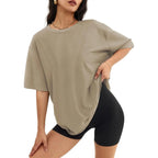 Womens Oversized T Shirts Loose Fit Crewneck Short Sleeve Tops Summer Casual Blouse Y2K 2025 Basic Tee Beach