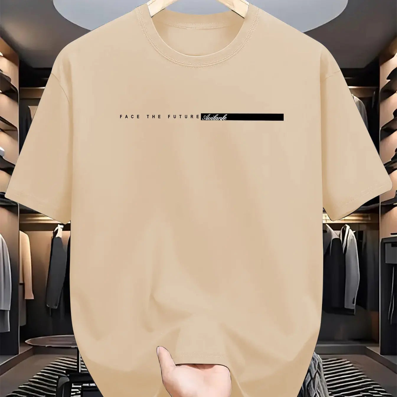 Summer men's 100% cotton casual loose fit large letter print round neck short sleeved T-shirt top High Street Unisex style