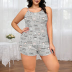 Women's Plus Size Pajamas Set Short Tank Tops Shorts 2 Pcs Suit Casual Home Wear Female Oversize Sleepwear 3XL 4XL 5XL
