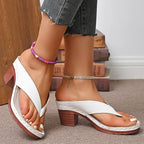 Women's High Quality Summer Fashion New Solid Color Open Toe Sandals Women's High Heels Casual Beach Flip Flops