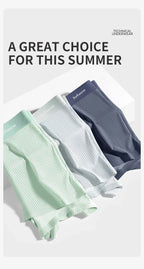 MiiOW 3Pcs Soft Ice Silk Men Boxer Underwear Men's Panties Summer Breathable Striped Underpants Male Antibacterial Boxers Trunks