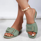 Fashion Women High Heel Slippers Summer Slip on Elegant Low Heel Shoes for Wedding Party Comfortable Non-slip Women's Slippers