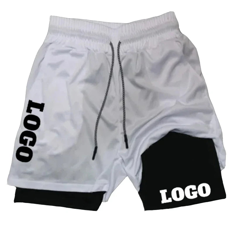 Custom Shorts Men Gym Sports Shorts 2 In 1 Quick Dry Workout Training Gym Fitness Jogging Short Pants Summer DIY Men Shorts