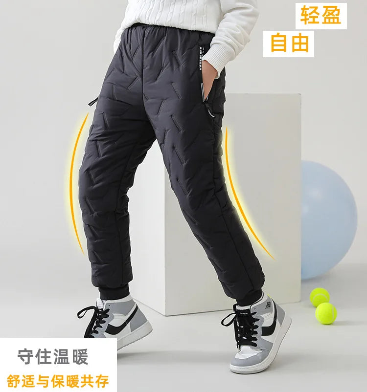 Children's Cotton Pants Winter Boys Thickened Trousers Teen Boys Cotton Lamb Wool Warm Cotton Pants Boys' Plush Casual Pants