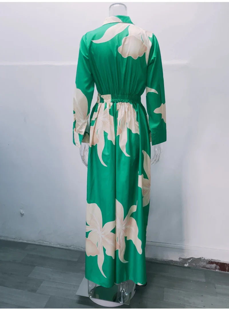 Autumn Winter Fashion V-neck Long Sleeve Elegant Blouse Print Lapel Top Women Solid Color Loose Casual Wide Leg Jumpsuit