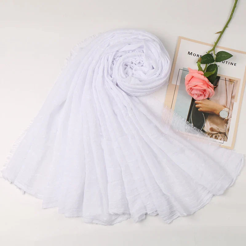 Dot Pom Pom Cotton Hijab Scarves Women Muslim Shawls Big Size Headscarf Wraps Solid Headbands Turbans Bandana Foulard Bufandas