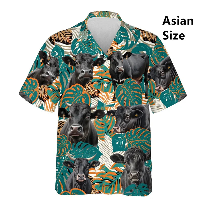 Hawaiian Bigfoot Pirate Man Shirts Women Tropical Summer Aloha Casual Shirts Button Down Short Sleeve Sasquatch Shirt Clothing