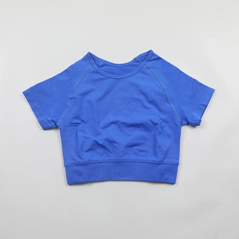 Impact Crop Top Women Short Sleeve Yoga Shirts Slim Fit Seamless Workout Top T-shirt Gym Clothes Woman Sportwear