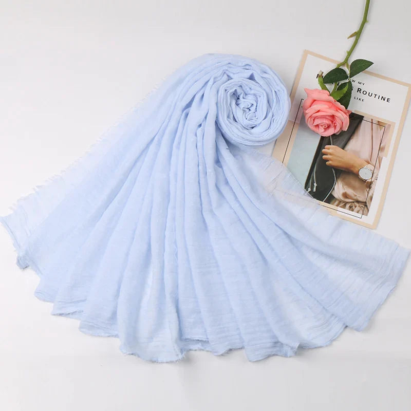 Dot Pom Pom Cotton Hijab Scarves Women Muslim Shawls Big Size Headscarf Wraps Solid Headbands Turbans Bandana Foulard Bufandas
