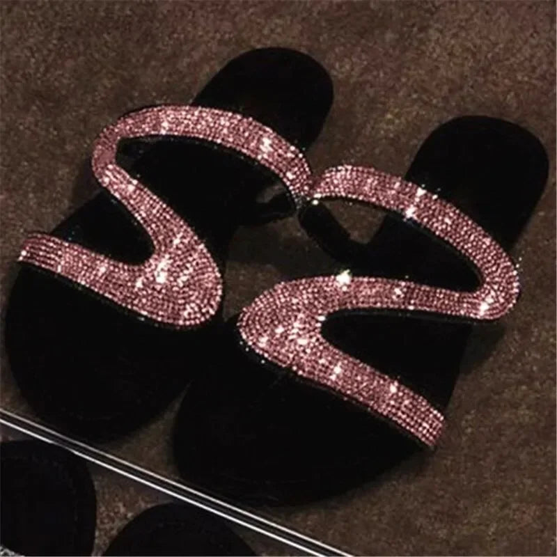Women Summer Flat Bling Slippers Female Flip Flops Sandals Outdoor Beach Women Sandals  Glitter Shoes for Women 2024