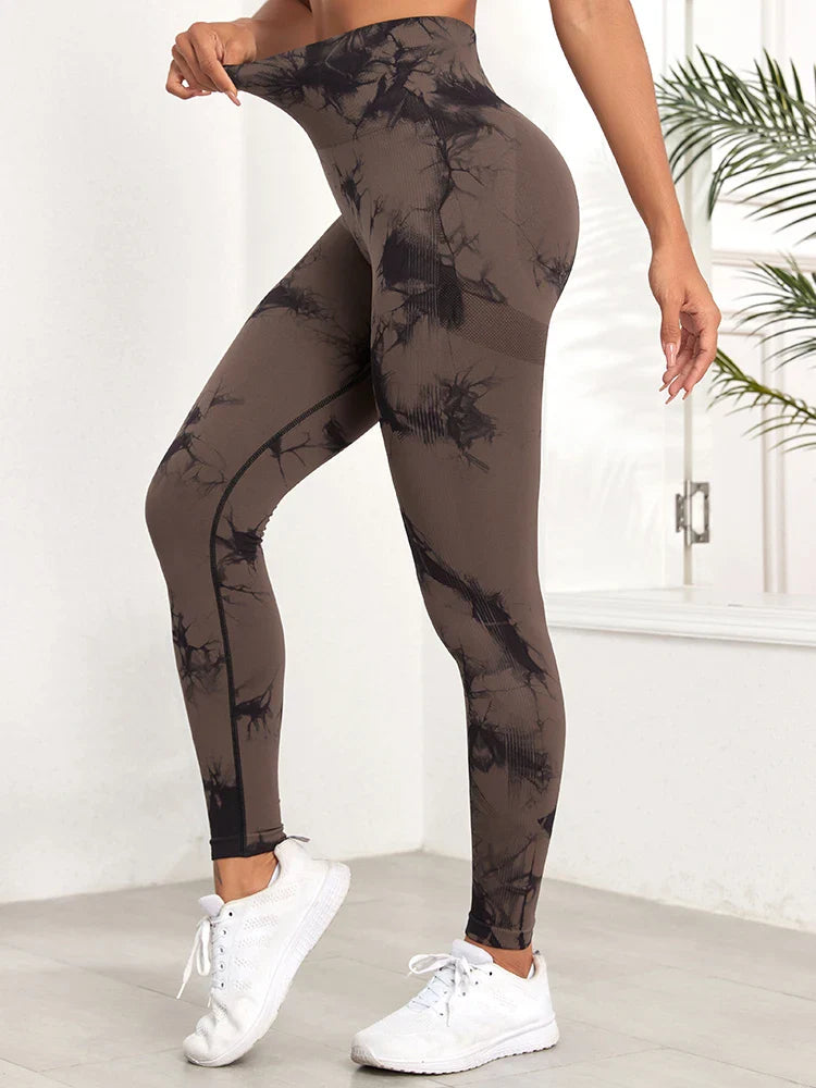Tie Dye Seamless Gym Leggings Women Push Up Women Mallas Sports Fitness Contour Yoga Running Pants Elastic  Leggins