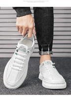 Upgrade your style with Men's Vulcanize Shoes 2025 /White Leather Casual Shoes/